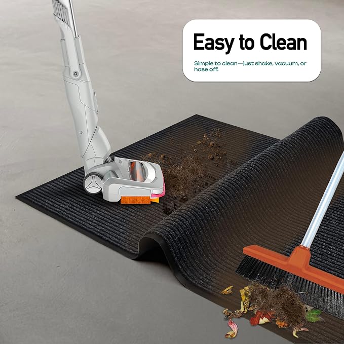 MaxMat® Extra Large Commercial Door Mat, Rubber Border Heavy Duty Door Mat, Waterproof, Low-Profile, Easy to Clean, Rubber Entry Mat. (Charcoal, 3 x 6 feet)