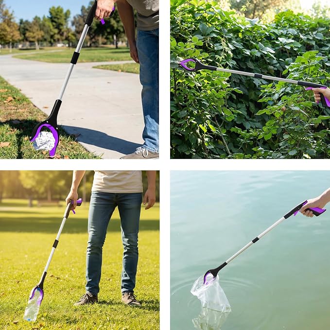 2-Pack 32" Grabber Reacher Tool, Foldable Reacher Grabber Pickup Tool with 360° Rotating Jaw & Magnetic Tip, GarbageTrash Picker Upper Grabber,Lightweight Grabbers for Seniors/Elderly(Purple)