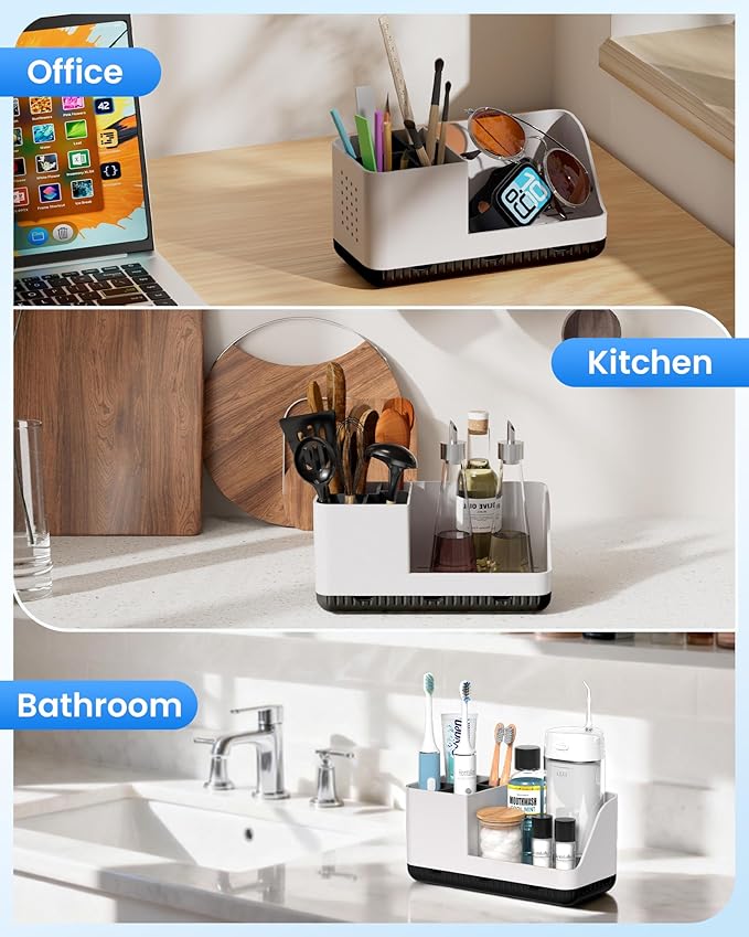 Toothbrush Holders for Bathroom Counter - Detachable Bathroom Organizer and Storage Electric Toothbrush and Toothpaste Holder, Bathroom Decor Accessories for Countertop, Shower, Sink