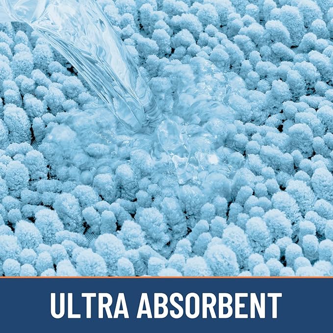 Smiry Bathroom Rugs Mat 24x16, Extra Soft Absorbent Chenille Bath Rugs, Non Slip Rubber Backing Machine Washable Quick Dry Bath Mats for Bathroom Floor, Tub, Shower, Home Decor Accessories, Sky Blue