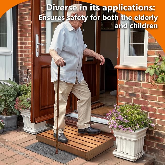 Wooden Step Stool,3.5'' Height Bed One Step Platform for Adults/Elderly, Mobility Half Steps for Bathroom, Kitchen, Garden,Non-Slip Outdoor Steps for Porch,Oak