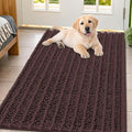Smiry Dog Door Mat for Muddy Paws 47x32, Absorbent Dirt Trapper, Non-Slip Washable Chenille Entryway Rug for Inside Floor, Brown, Layered Pattern