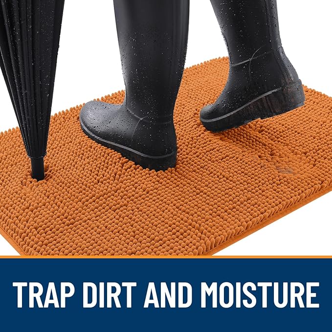 OLANLY Dog Door Mat for Muddy Paws 35x24, Absorbs Moisture and Dirt, Absorbent Non-Slip Washable Doormat, Quick Dry Chenille Mud Mat for Dogs, Entry Indoor Entryway Carpet for Inside Floor, Clay