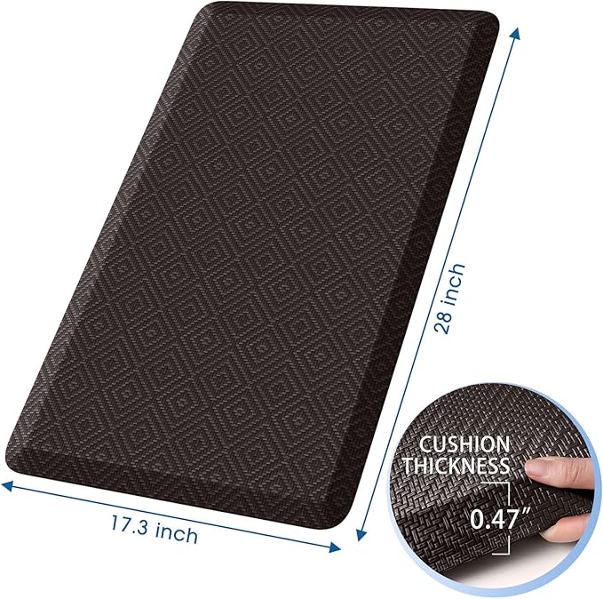 Mattitude Kitchen Mat Cushioned Anti-Fatigue Floor Mat Water Resistant Non-Slip Mats and Rugs Standing and Comfort Desk Mats for House Sink Office Laundry (Chocolate, 17.3"x28")