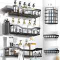 NESOMI Shower Caddy Adhesive Shower Organizer 8-Pack, Rustproof Stainless Steel Bathroom Shelves, Large Capacity No-Drill Rack Storage Accessories with Soap Dish Toothbrush Holder Hooks