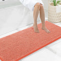 Smiry Luxury Chenille Bathroom Rugs 59x20, Extra Soft and Absorbent Shaggy Bath Mat, Machine Washable, Non-Slip Plush Carpet Runner for Tub, Shower, and Floor, Home Decor Accessories, Coral