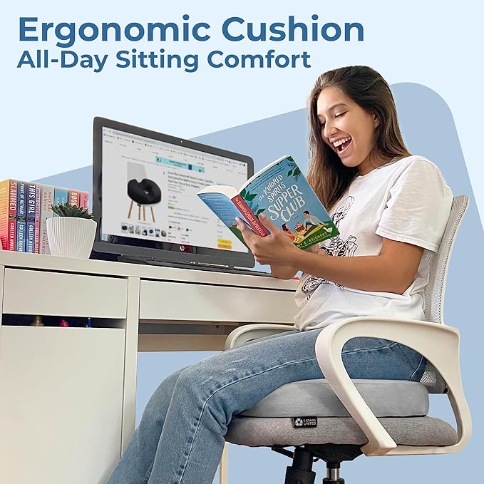 5 STARS UNITED Donut Pillow for Tailbone Pain & Hemorrhoids – Large Memory Foam Seat Cushion for Bed Sore-Prone Areas & Pressure Relief – Prostate, Postpartum & Pregnancy Support, Premium Gray Suede