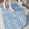 Non Slip Large Shower Mat 35.4"*23.6", TPE Bath Mats for Inside Outside Shower,Extra Large Bathtub Mat with Suction Cups and Big Drain Holes,Blue