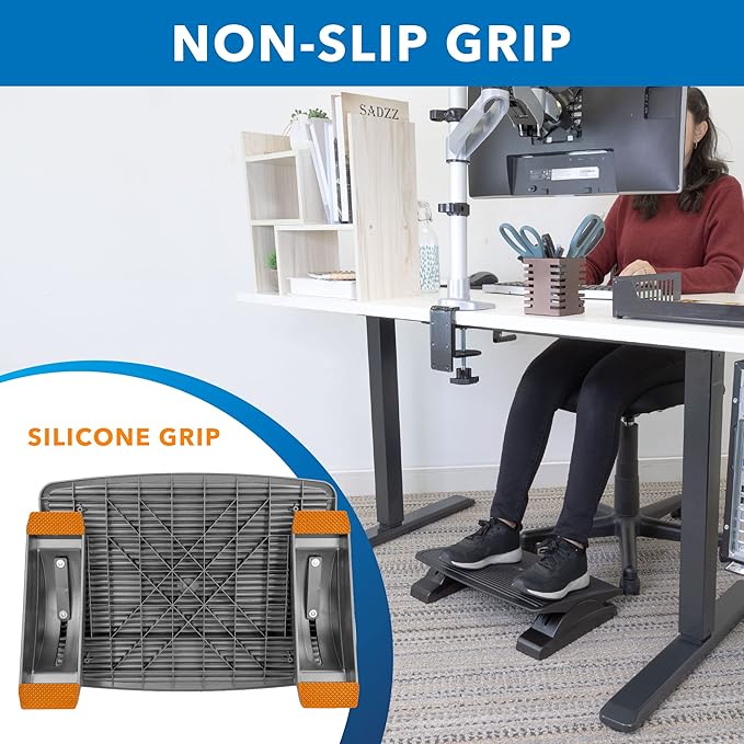 Mount-It! Under Desk Footrest, Adjustable Foot Rest Under Desk with 3 Tilt Positions, Large Non Slip Office Foot Rest with Massaging Surface, Ergonomic Foot Stool Under Desk for Home or Office