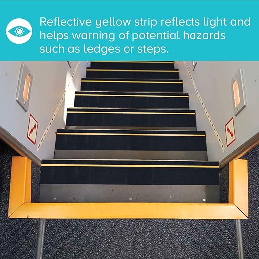 LifeGrip Anti Slip Traction Tape with Reflective Stripe, 4 Inch x 30 Foot, Best Grip Tape Grit Non Slip, Outdoor Non Skid Treads, High Traction Friction Abrasive Adhesive for Stairs Step, Black