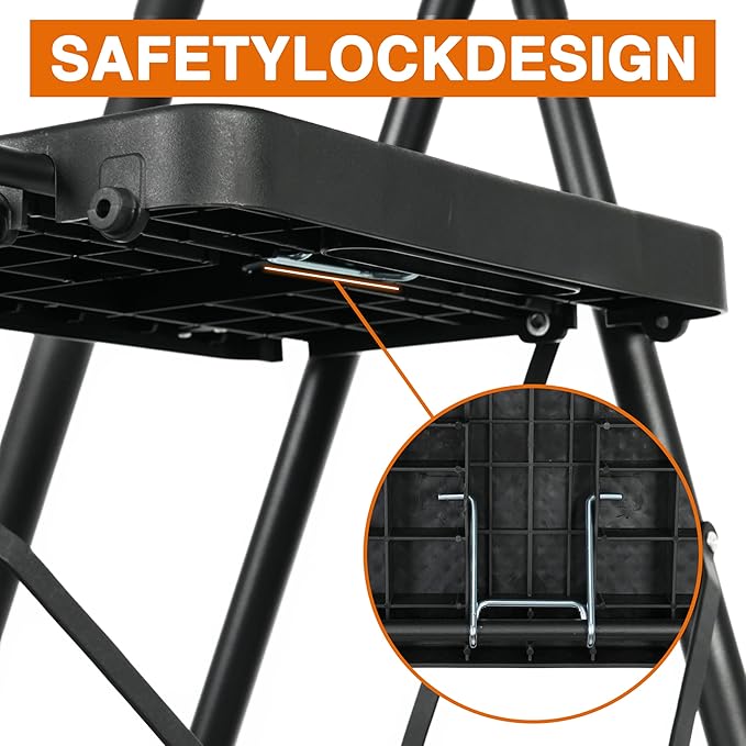 Arbusb Step Ladder, Folding Step Stool with Wide Anti-Slip Pedals, Sturdy Steel Ladder with Handrail, Space-Saving, Portable for Home & Adults, 5 Step Ladder