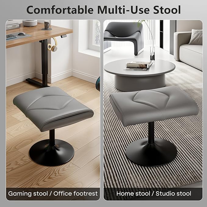 VECELO Foot Rest Under Desk Ottoman, PU Height Adjustable Footrest with Comfort Padding, Leg Rest for Desk for Relieving Leg Pain, Stiffness, and etc, Gray