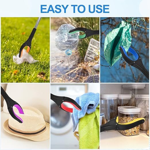 6-Piece Heavy-Duty Trash Collection Tool - 32-Inch Lightweight Telescopic Grabber Ergonomic Handle, Non-Slip Grip | Multi-Purpose Mobility Aid for Seniors
