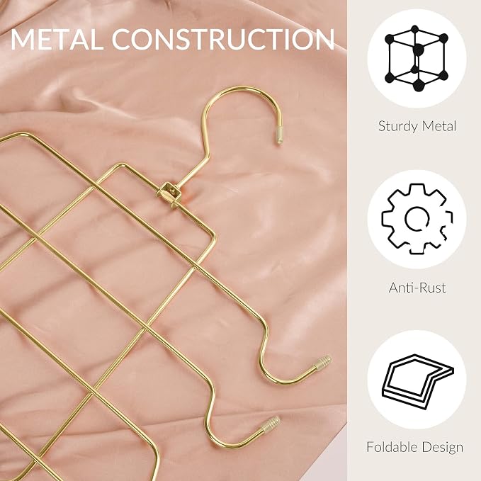 ZEDODIER 2 Pack Tank Top Hanger Space Saving, Bra Hangers for Closet Organizer, Hanging Bra Organizer Tank Tops Holder with 16 Hooks, Metal Closet Organizers and Storage Small Space Solutions, Gold
