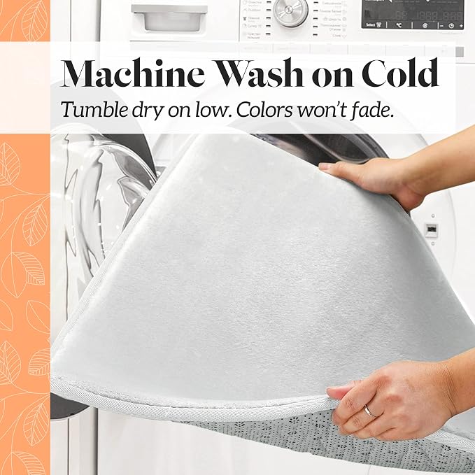 Memory Foam Bath Mat Non Slip Absorbent Super Cozy Velvet Bathroom Rug Carpet (22 inches X 42 inches, White)