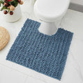 Toilet Rugs U-Shaped Mat 24x24, Contour Bathroom Mat - Ultra Soft & Absorbent Chenille, Quick-Dry, Machine Washable with Non Slip Barrier Backing, Blue