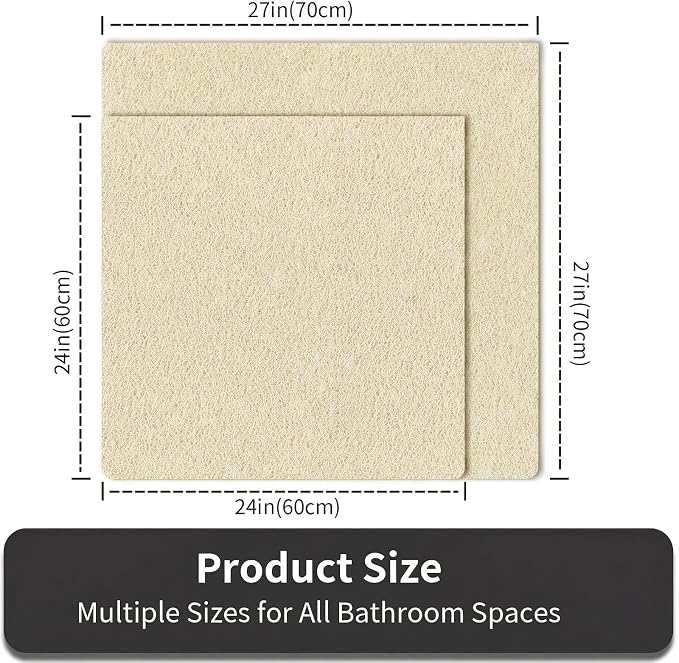 Square Shower Mat Non Slip, 27 x 27 Inch Anti Slip Shower Mats Without Suction Cups, Quick Drying Bathtub Mat, Foot Scrubber PVC Loofah Bath Mats for Bathroom, Tub, Sink