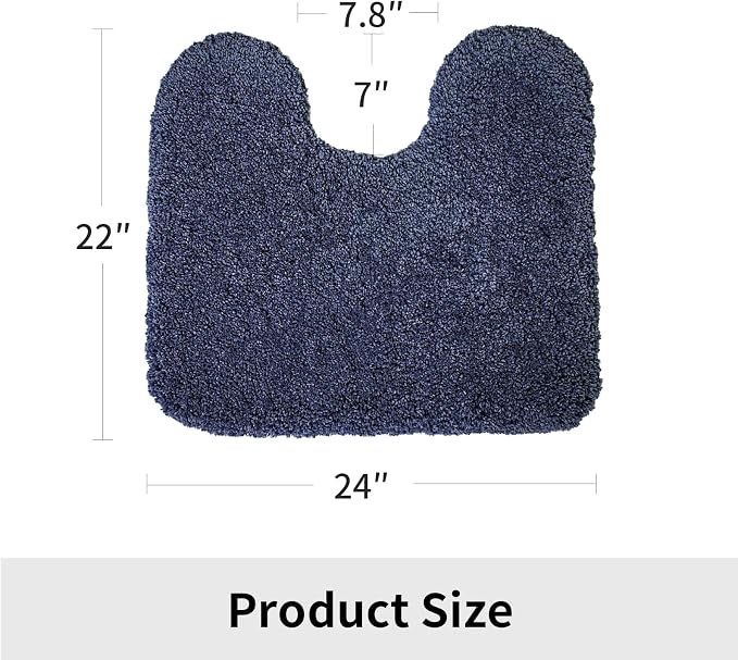 Disolla Toilet Mat 22x24 Navy - Non Slip Fluffy U-Shaped Contour Rug, Ultra-Soft Plush Toilet Floor Mat, Absorbent & Machine Washable
