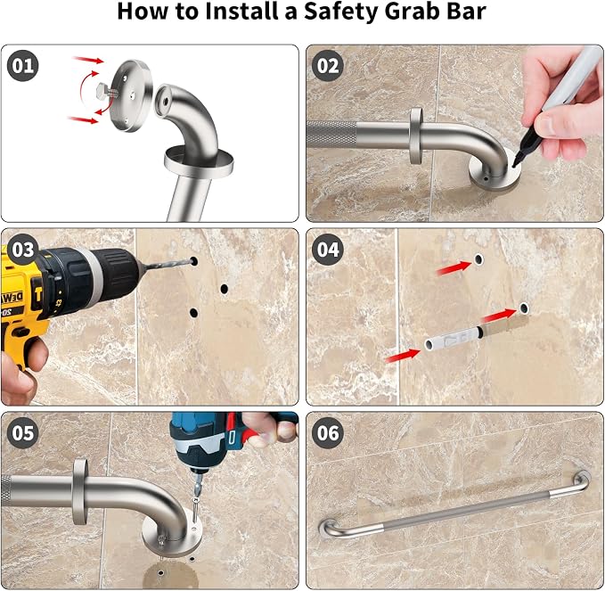 40 Inch Anti Slip Handicap Grab Bars, Munzong Bathroom Grab Bar for Showers, Brushed Nickel Knurled Handicap Balance Bar,Safety Hand Rail Support Elderly Senior Assist Bath Handle