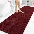 OLANLY Long Bathroom Rugs Runner 70x24, Thick Soft and Absorbent Chenille Bath Mat, Non-Slip, Machine Washable Quick Dry Bath Rugs for Tub Shower Floor, Home Decor Accessories, Burgundy