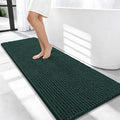 OLANLY Thick Bathroom Runner Rugs 47x20, Extra Soft Absorbent Chenille Bath Rugs, Rubber Backing, Machine Wash Dry, Long Bath Mats for Bathroom, Tub and Shower, Home Decor Accessories, Blackish Green