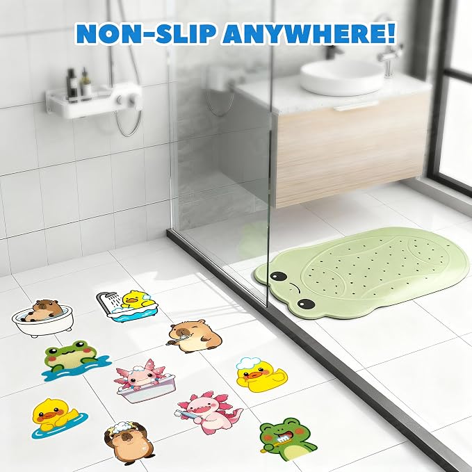 UNEEDE Kids Bathtub Mat with 17PCS Non Slip Bathtub Stickers, Non Slip Shower Mat for Toddlers, Washable Anti Slip Tub Surface, Soft Rubber Mat for Bath tub Shower, Waterproof Bathtub Essentials