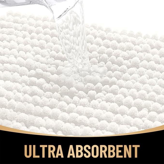 OLANLY Thick Bathroom Runner Rugs 47x24, Extra Soft Absorbent Chenille Bath Rugs, Rubber Backing, Machine Wash Dry, Long Bath Mats for Bathroom Floor, Tub and Shower, Home Decor Accessories, Ivory