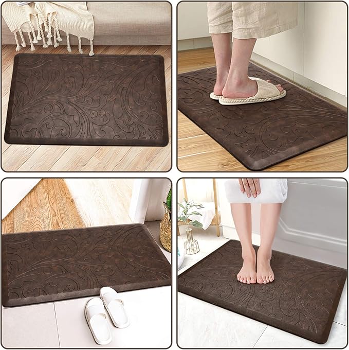 KMAT Kitchen Mat Cushioned Anti-Fatigue Floor Mat Waterproof Non-Slip Standing Mat Ergonomic Comfort Floor Mat Rug for Home,Office,Sink,Laundry,Desk 30"(L) x 20"(W),Brown