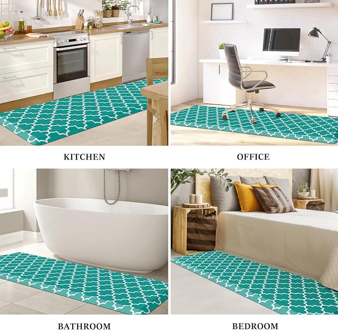 WISELIFE Anti Fatigue Floor Mat - 4/5 Inch Thick Kitchen Mat Non Slip Waterproof Heavy Duty Ergonomic Comfort Mat Durable for Home, Office, Sink, Laundry,(22" x 72", Green)