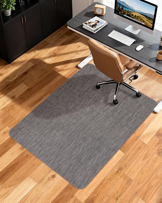 Soimeat Office Chair Mat for Hardwood Floor, 35.4" x 55" Non-Slip Desk Computer Chair Mat, PVC Floor Mat for Rolling Chair, Heavy Duty Wood/Tile Floor Protector Desk Rug for Home, Dark Grey