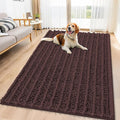 Smiry Dog Door Mat for Muddy Paws 59x35, Absorbent Dirt Trapper, Non-Slip Washable Chenille Entryway Rug for Inside Floor, Brown, Layered Pattern