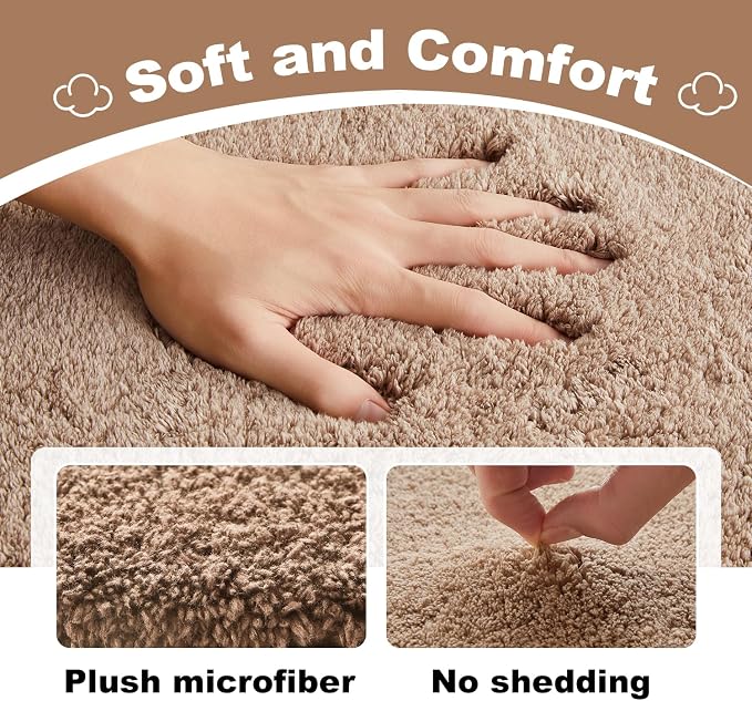 TYUU Beige Bathroom Rugs, Ultra Soft Bath Rugs Non Slip Washable, Super Absorbent Quick Dry Bath Mat with Rubber Backing for Bathroom Floor, Shower, or Sink, Beige 24" x 36"