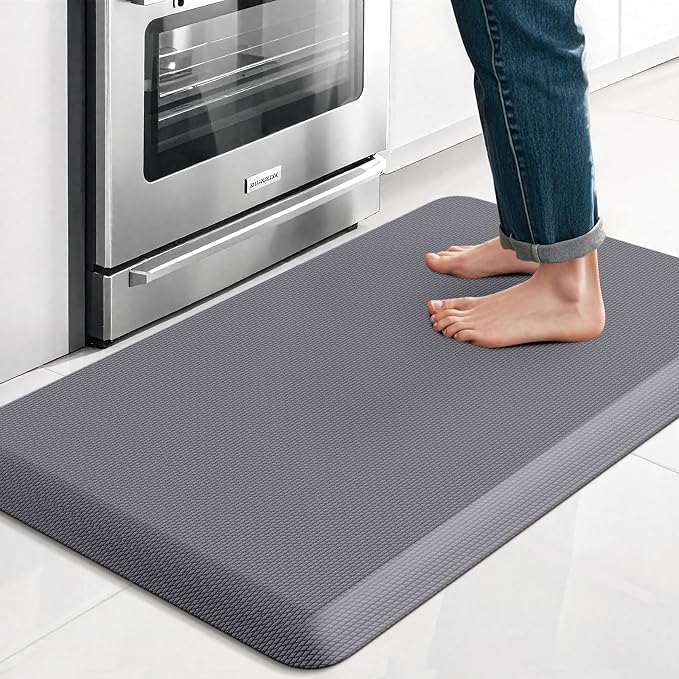 4/5 Inch Thicker Kitchen Mat, Cushioned Thick Floor Comfort Mat, with Non-Slip Bottom, Water & Stain Resistant, Easy Clean Standing Desk Mat for Kitchen, Sink, Office (17.3"x28"x0.8", Grey)
