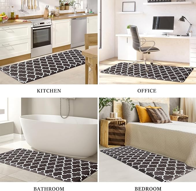 WISELIFE Anti Fatigue Floor Mat - 4/5 Inch Thick Kitchen Mat Non Slip Waterproof Heavy Duty Ergonomic Comfort Mat Durable for Home, Office, Sink, Laundry,(24" x 70", Chocolate)