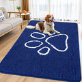 Smiry Dog Door Mat for Muddy Paws, Absorbent Dirt Trapper Non Slip Quick Dry Washable Chenille Mat for Mud Dogs, Entry Rug for Indoor and Outdoor (71x46 Inches,Navy Blue and White)