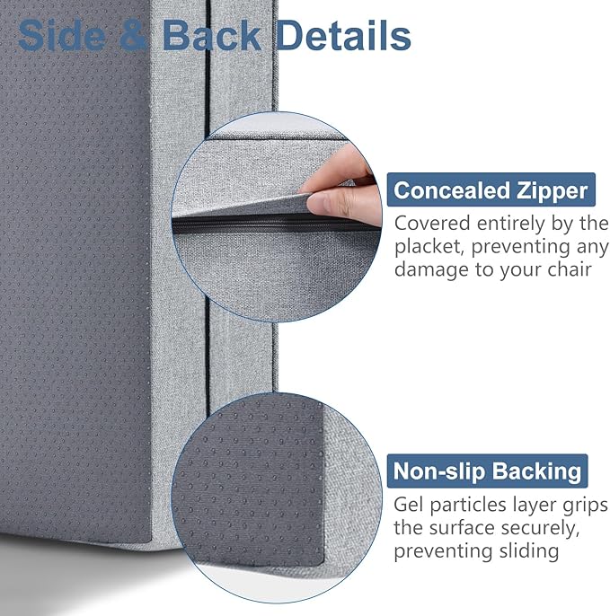 Shinnwa Gel Memory Foam Recliner Cushion for Elderly, Extra Large Seat Cushion, Dual-Layer Foam Chair Pad for Couch, Armchair, Wicker Chairs, Floor, 20 × 20 × 5in, Light Gray