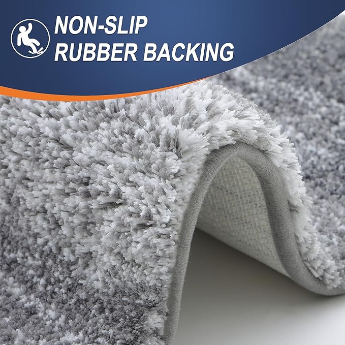 OLANLY Bathroom Runner Rugs Mat 47x20, Extra Soft Absorbent Microfiber Bath Rugs, Rubber Backing, Quick Dry, Washable Long Bath Mats for Bathroom Floor, Tub and Shower, Home Decor Accessories, Grey
