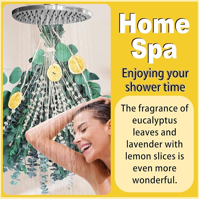 5 Kinds Mixed PCS Dried Eucalyptus & Lavender Flowers Bundle for Shower, 40 PCS 15''-17''Natural Real Fresh Preserved Eucalyptus Leaves and Lemon Shower Hanging Plants, Home Bathroom Decor, Fragrance