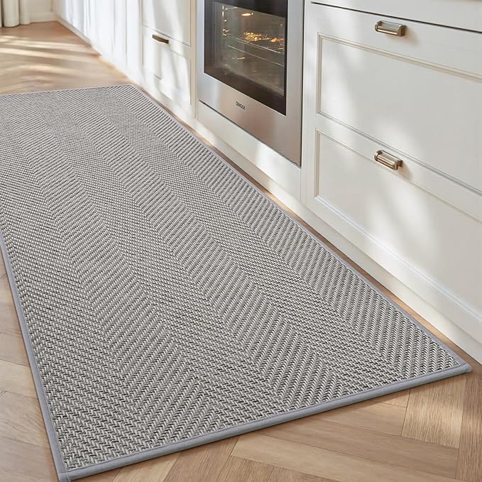 AMOAMI Kitchen Mats for Floor, Non Slip Washable Kitchen Rugs Absorbent Quick Dry and Easy to Clean, Kitchen Runner Rugs for Kitchen in Front of Sink, 20“*47”, Grey