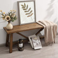 Wnutrees 43" Farmhouse Solid Wood Bench, Narrow Long Seat for Entryway Living Room Dining Area, Natural