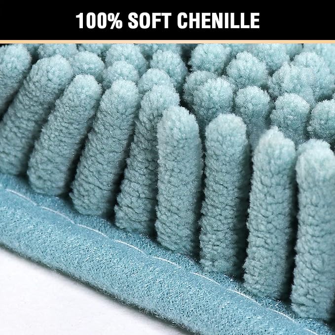 H.VERSAILTEX Microfiber Bath Rugs Chenille Floor Mat Ultra Soft Washable Bathroom Dry Fast Water Absorbent Bedroom Area Rugs, 20 x 32 - Inch, Aqua Haze
