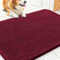 Smiry Dog Door Mat for Muddy Paws 30x20, Absorbent Dirt Trapper, Non-Slip Washable Chenille Entryway Rug for Inside Floor, Burgundy, Classic Solid