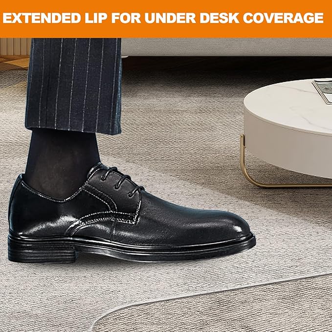 Chair Mat for Carpet- Low Pile (1/4" Thick) Carpet Protector for Office Gaming Computer Desk Chair. Heavy Duty Desk Chair Mat for Carpeted Floors, Semi Transparent (with Lip (Thickened)