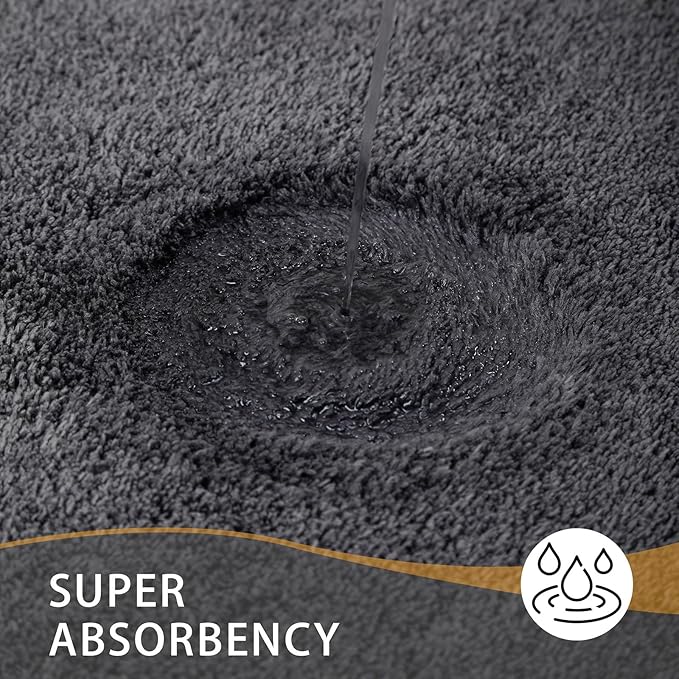 MINIDEAR Toilet Rugs 24x20 - U Shaped Volcanic Gray Thick Memory Foam Contour Rugs,Ultra Soft & Plush Fluffy, Non-Slip, Quick Dry, Absorbent Washable Floor Microfiber Mat for Home Decor Accessories