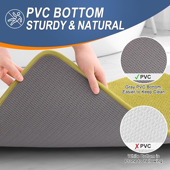 OLANLY Thick Memory Foam Bath Mat Rug 30x20, Extra Soft Absorbent Bathroom Rug, Quick Dry Bath Mat, Non-Slip, Machine Washable Carpet for Bathroom, Tub and Shower, Home Decor Accessories, Deep Mustard