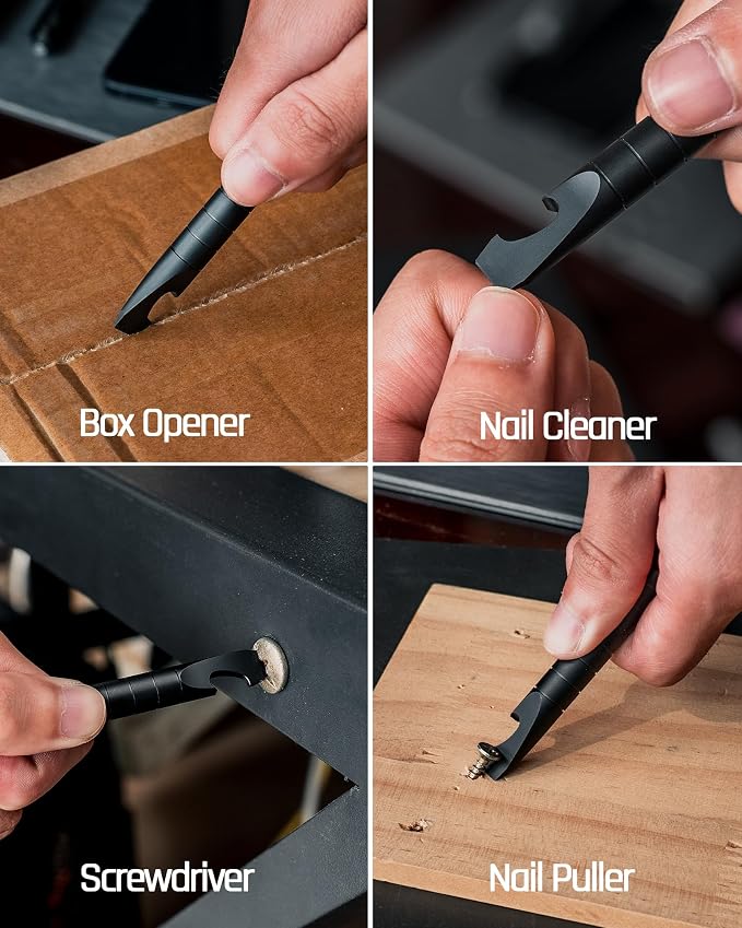 TISUR Keychain Pry Bar, Titanium Mini EDC Prybar Multitool with Bottle Opener, Pocket Small Keychain Tools for Every Day Carry(Black-Mini)