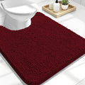 OLANLY Toilet Rugs U-Shaped 24x20, Extra Soft Absorbent Chenille Contour Bathroom Rugs for Toilet, Dry Quickly, Machine Washable, Non-Slip Bath Mat, Burgundy