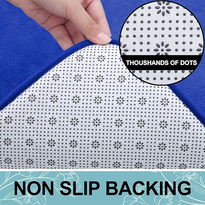 Smiry Memory Foam Bath Mat 24x16, Extra Soft and Absorbent Bathroom Mats, Non Slip Washable Carpet for Floor, Shower and Tub, Royal Blue