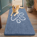 Smiry Dog Door Mat for Muddy Paws, Absorbent Dirt Trapper Non Slip Quick Dry Washable Chenille Mat for Mud Dogs, Entry Rug for Indoor and Outdoor (48x30 Inches, Airy Blue and White)