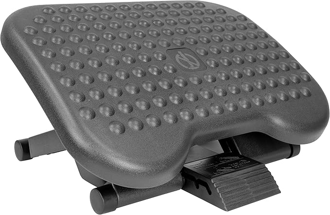 Mount-It! Under Desk Footrest with Foot Pedal Height Adjustment (4.25"–6.75"), Adjustable 30° Tilt Ergonomic Office Foot Rest, Non Slip Massage Surface Foot Stool Under Desk